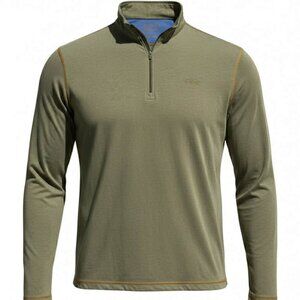 Orvis Trout Bum 1/4 Zip Pullover Mens L Olive Fishing Hiking Gorpcore 3148